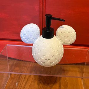 NEW Disney Mickey Mouse white lotion soap dispenser black pump 3D textured